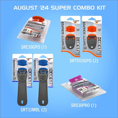 Scraperite August '24 Super Combo Kit contents: SRT33MBL, SRTD33GPO, SRC30GPO, SRS30PRO